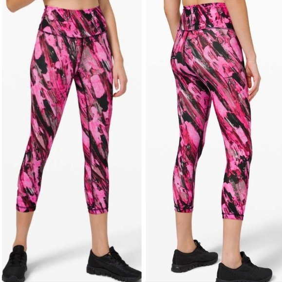Lululemon Wunder Train HR Tight 25" Everlux Pink Print Size 10 - Picture 1 of 11